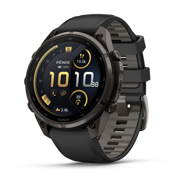 Garmin Fenix 9 Pro inReach Carbon Gray DLC Titanium с Black/Pebble Grey силиконова каишка 010-04336-11