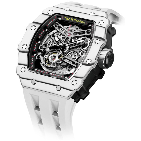 TSAR BOMBA T-Elemental Carbon Fiber Automatic Ceramic Elite White TB8208CF-35