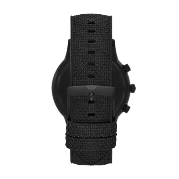 мъжки часовник emporio armani ar11457 – корпус от черна неръждаема стомана и силиконова каишка, изглед отзад – оригинален от ClassicWatches.bg