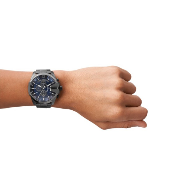 Мъжки хронограф Diesel DZ4329 с тъмносин циферблат и сива верижка – ClassicWatches.bg
