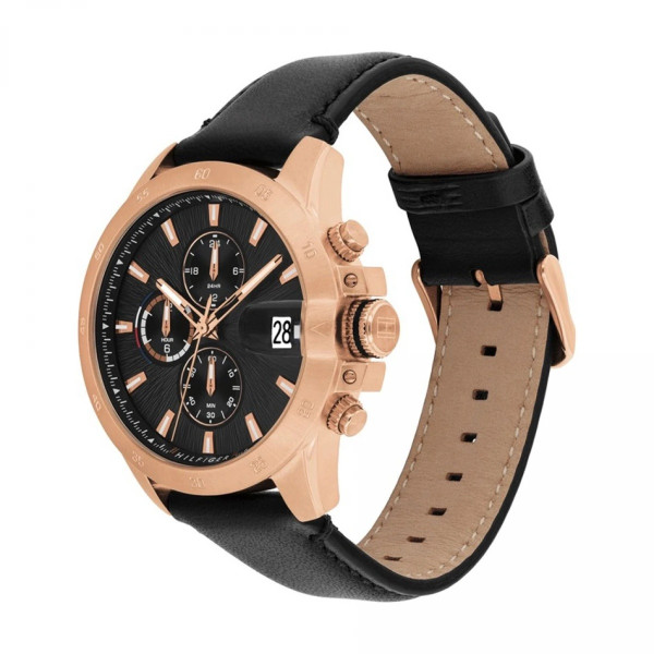 Tommy Hilfiger 1792194 мъжки хронограф черен циферблат розово злато ClassicWatches.bg

