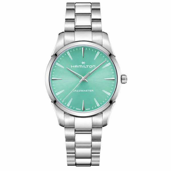 часовник hamilton jazzmaster quartz h32301161 turquoise циферблат classicwatches.bg