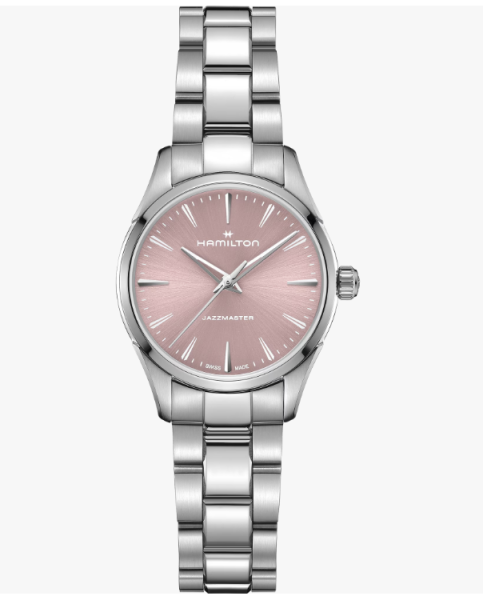 часовник hamilton jazzmaster quartz h32301171 розов циферблат classicwatches.bg