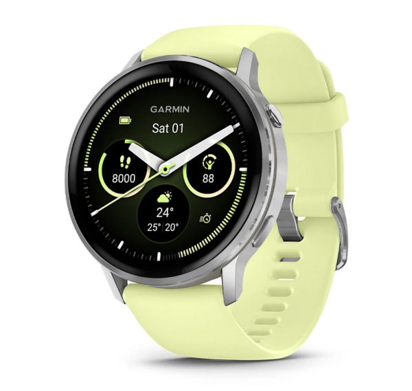 Garmin Venu 4 45mm Silver/Silver Citron – AMOLED GPS смарт часовник с LED фенер – ClassicWatches.bg