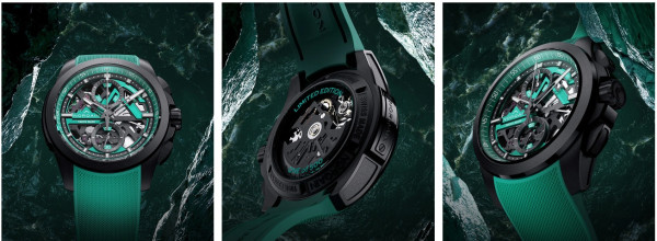 Часовник NORQAIN Independence Skeleton Chrono 42mm N3200.40T02.J01 – скелетонизиран черно-зелен циферблат с Flyback хронограф – classicwatches.bg