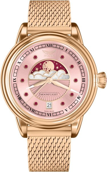 часовник aviator moonflight v 1 33 2 418 5 розов циферблат с рубини classicwatches.bg