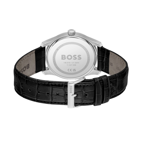 HUGO BOSS 1514272 мъжки часовник с кожена каишка и тъмен циферблат – classicwatches.bg