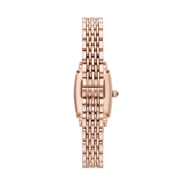 дамски часовник emporio armani ar11406 – корпус с розовозлатисто покритие и верижка от благородна стомана, изглед отзад – оригинален от ClassicWatches.bg