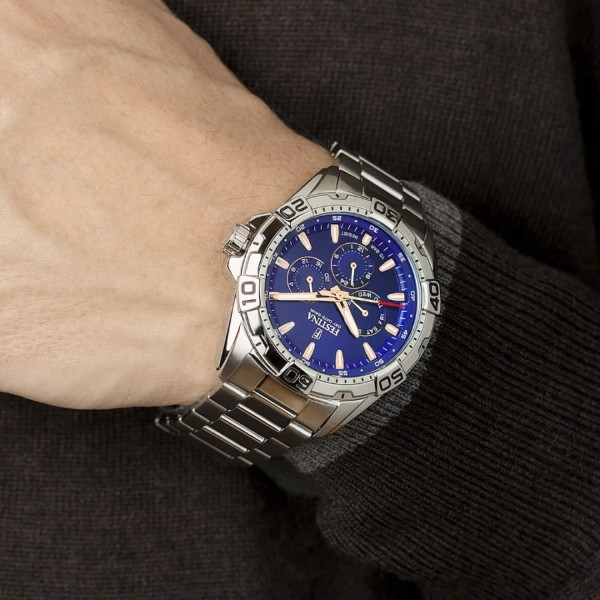 festina мъжки часовник син циферблат ден дата луминесцентни стрелки classicwatches.bg