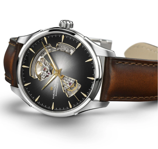 часовник hamilton open heart 40mm кафява кожена каишка classicwatches.bg