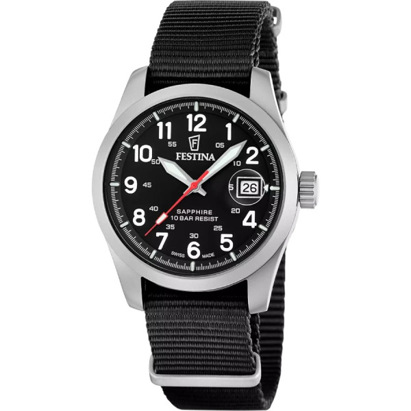 часовник festina swiss f20082 3 мъжки черен циферблат field модел classicwatches.bg
