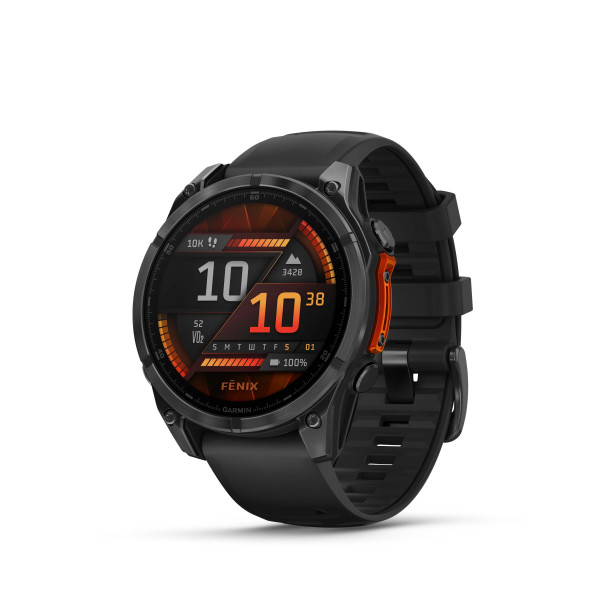 GARMIN FENIX 8 47MM AMOLED SLATE GRAY С BLACK СИЛИКОНОВА КАИШКА  010-02904-00