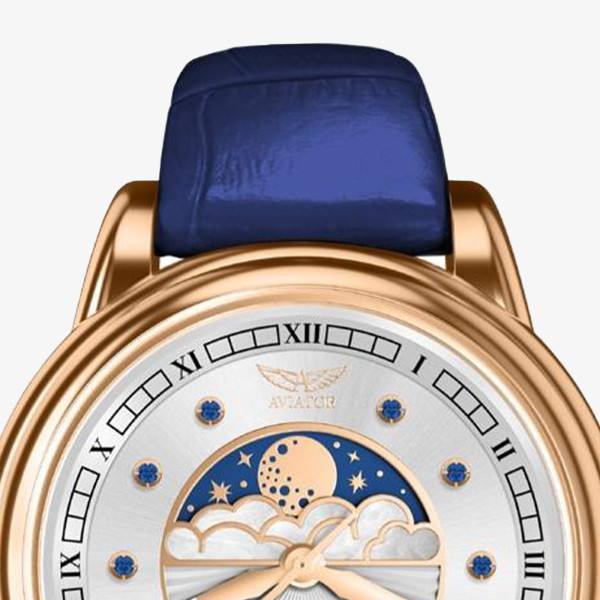 aviator moonflight v 1 33 2 416 4 розово злато синя кожена каишка classicwatches.bg