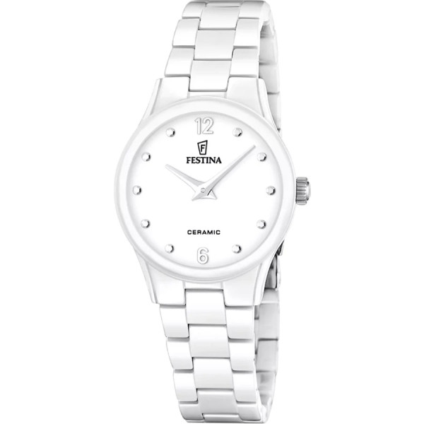 часовник festina f20751/1 дамски бяла керамика минималистичен дизайн classicwatches.bg