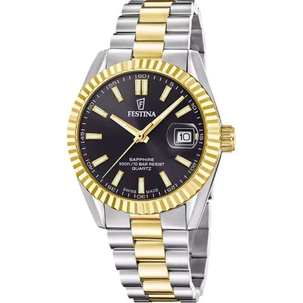 часовник festina swiss f20085 c мъжки черен циферблат биколор classicwatches.bg
