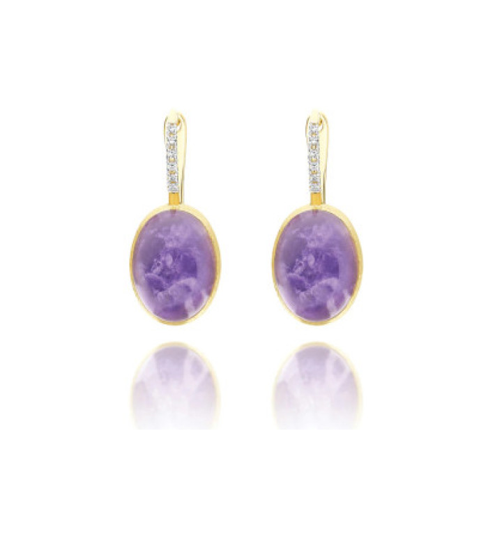 Nanis Boules Violetta Cilengine Medium обеци лепифолит, седеф, планински кристал и димаманти OS6-609