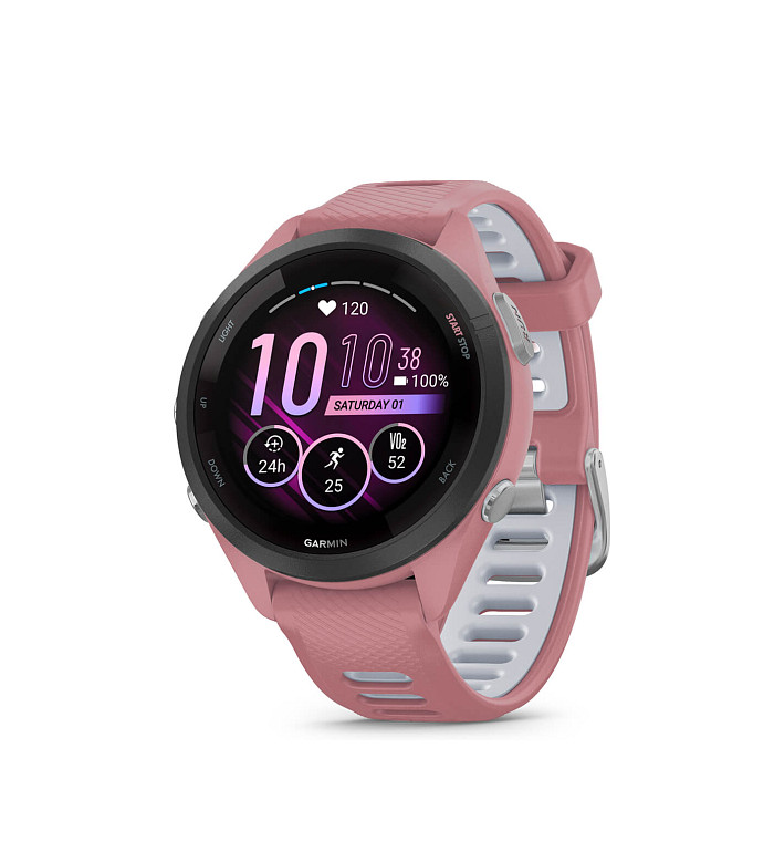 Garmin Forerunner 265S Black безел с Light Pink корпус и Light Pink/Powder Grey силиконова каишка 010-02810-15