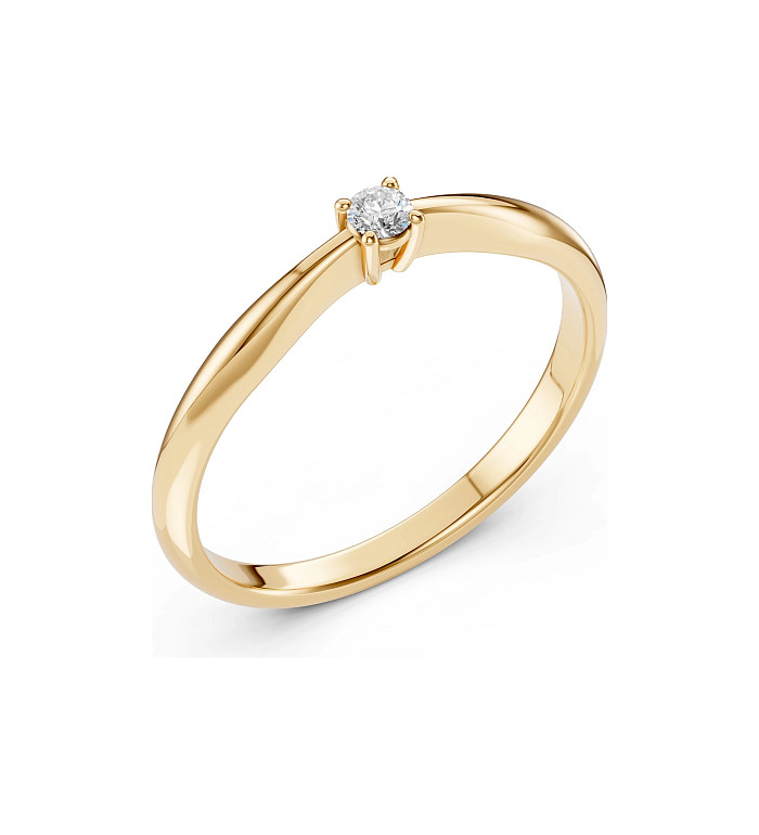 Cara пръстен с диамант 0.06 ct – ЗЛАТНО БИЖУ 14К K101-10021Y(2.5)/14K