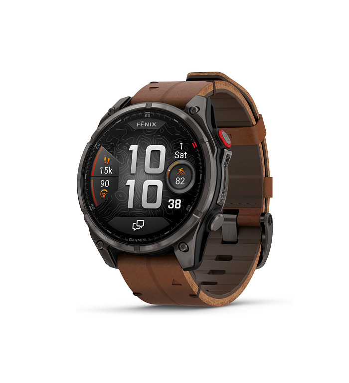 Garmin Fenix 8 Pro Amoled Sapphire Carbon Grey DLC Titanium с Chestnut кожена каишка 010-03198-40