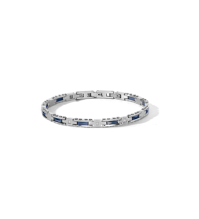 COMETE гривна стомана и синя керамика, бели циркони UBR1306