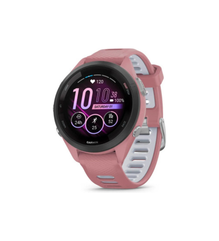 Forerunner® 265S - Black безел с Light Pink корпус и Light Pink/Powder Grey силиконова каишка