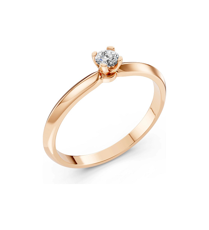 Cara пръстен с диамант 0.15 ct – ЗЛАТНО БИЖУ 14К K101-10089R(3.4)/14K