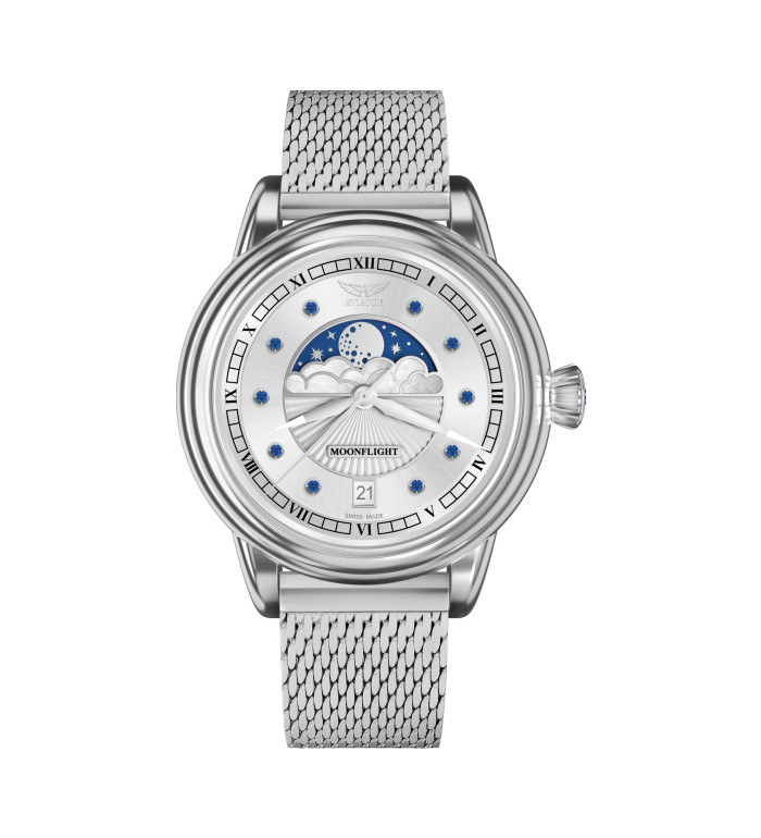 АVIATOR DOUGLAS MOONFLIGHT GEMSTONE EDITION BLUE SAPHIRE  36MM V.1.33.0.415.5