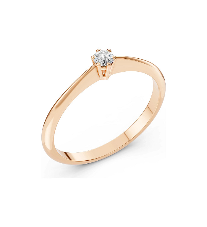 Cara пръстен с диамант 0.15 ct – ЗЛАТНО БИЖУ 14К K101-10027R(3.4)/14K