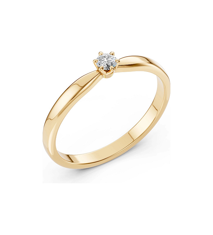 Cara пръстен с диамант 0.10 ct – ЗЛАТНО БИЖУ 14К K101-10040Y(3.0)/14K