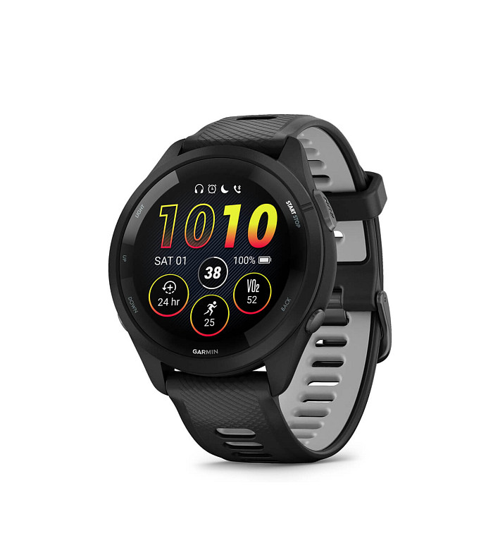 Garmin Forerunner 265 Black безел и корпус с Black/Powder Gray силиконова каишка 010-02810-10