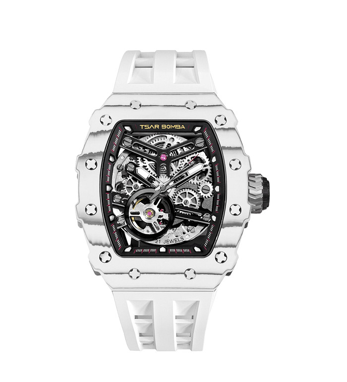 TSAR BOMBA T-Elemental Carbon Fiber Automatic Ceramic Elite White TB8208CF-35