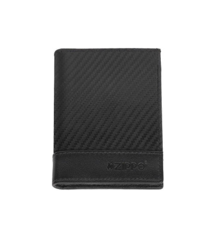 Вертикален мъжки портфейл Zippo -  Carbon, RFID защита, черен
