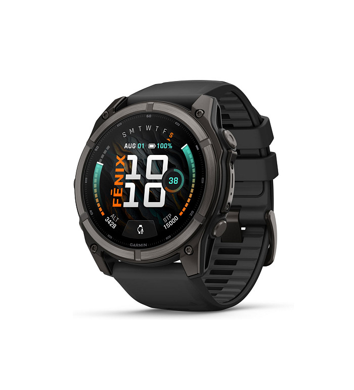 Garmin Fenix 9 Carbon Grey DLC Titanium с Black силиконова каишка 010-04763-11