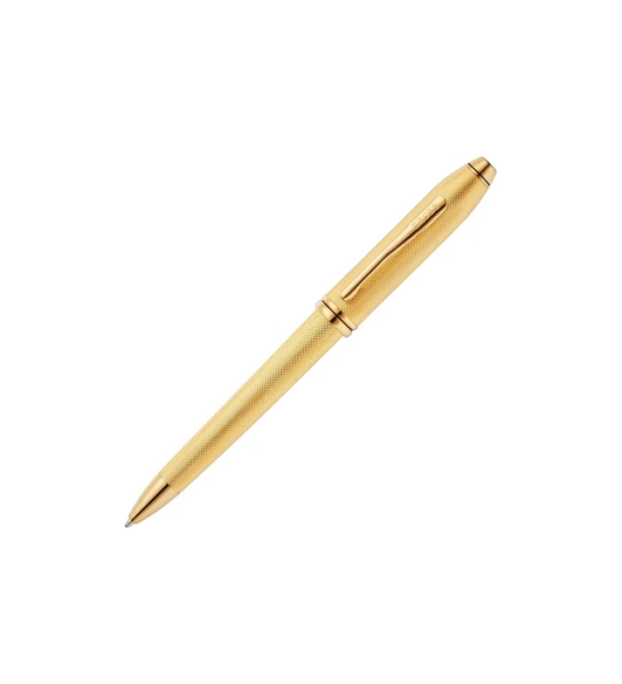 Химикалка Cross Townsend - Polished 23KT Gold Plated Engraved Diamond Pattern