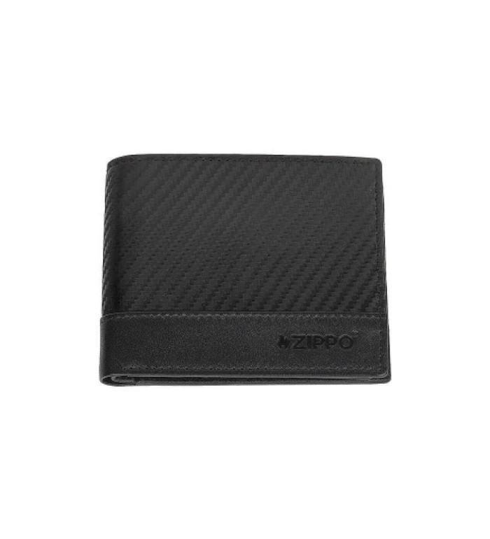 Мъжки портфейл Zippo - Carbon, с монетник, Rfid защита, черен