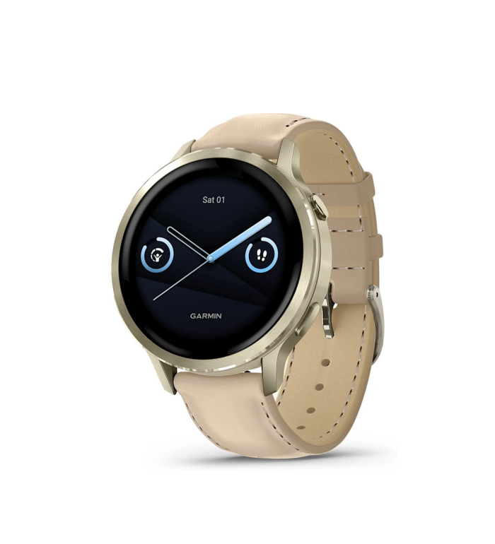 GARMIN VENU 4 41ММ LUNAR GOLD С LIGHT SAND КОЖЕНА КАИШКА 010-03013-03