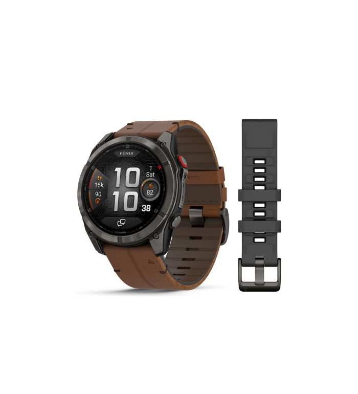 Garmin Fenix 8 PRO Amoled Sapphire Carbon Grey DLC Titanium с Chestnut кожена каишка 010-03199-40