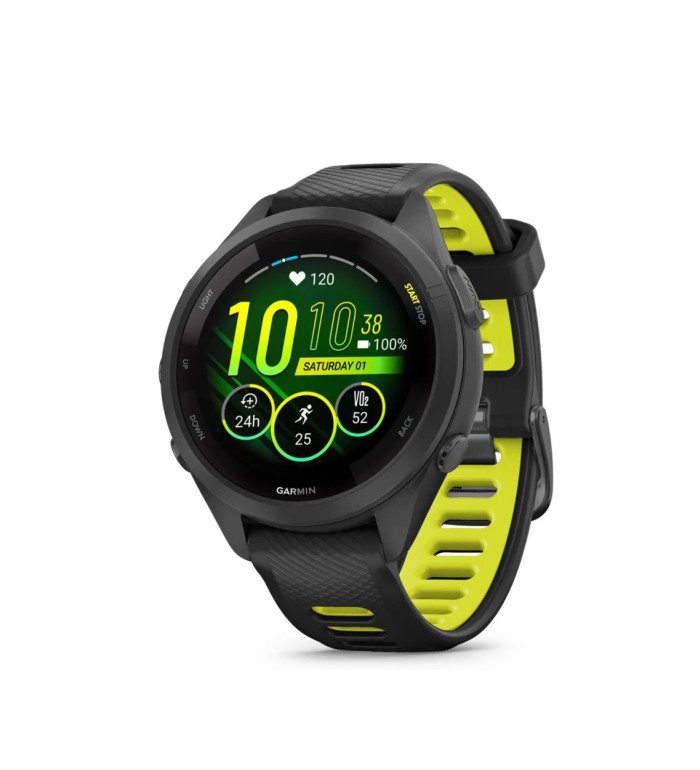 Forerunner® 265S - Black безел и корпус с Black/Amp Yellow силиконова каишка