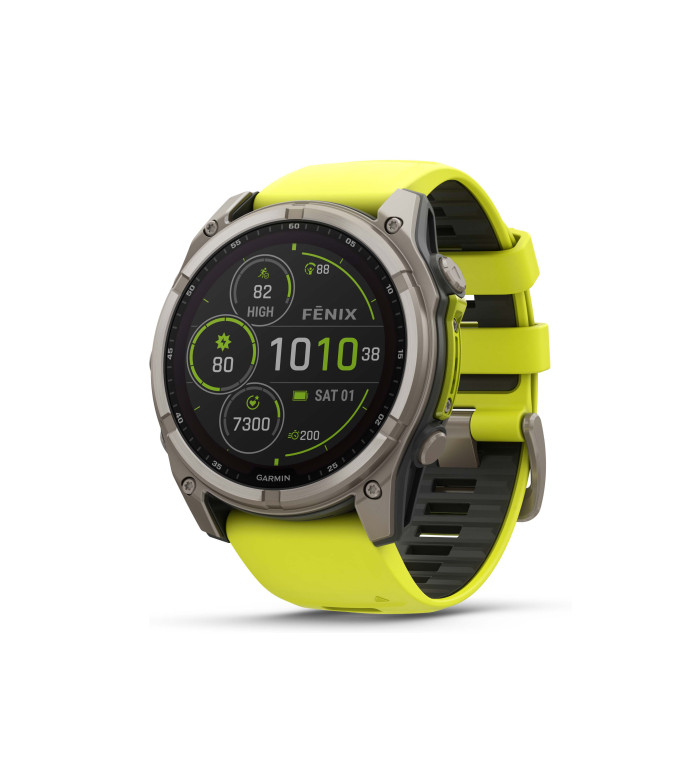 Garmin Fenix 8 Solar Sapphire Titanium с AMP Yellow/Graphite силиконова каишка 010-02907-21