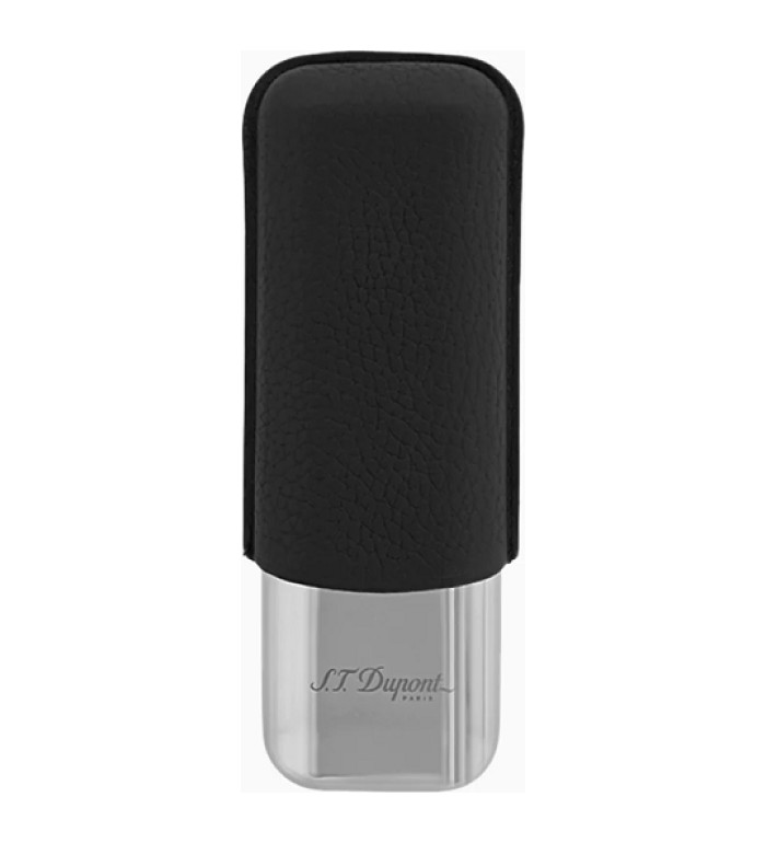 Калъф за 2 пури S.T.Dupont Black Grained And Chrome Double Cigar Case 183260