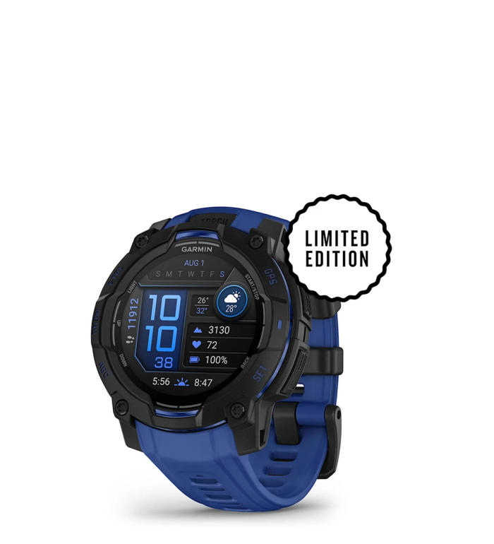 GARMIN INSTINCT 3 AMOLED BLACK С BOLT BLUE LIMITED EDITION 45MM 010-02936-03