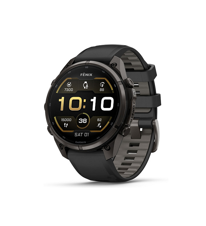 Garmin Fenix 9 Pro Carbon Gray DLC Titanium с Black/Pebble Grey силиконова каишка 010-04336-16