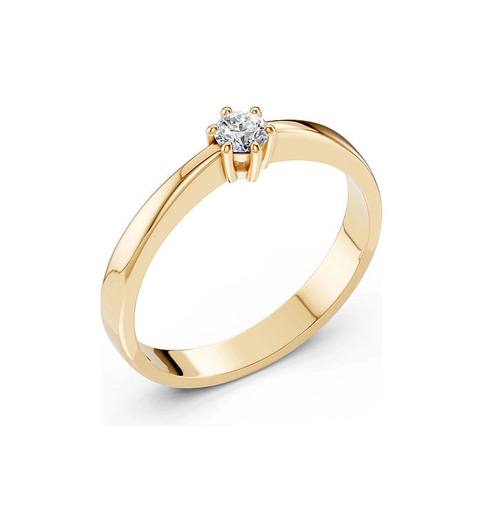 Cara пръстен с диамант 0.15 ct – ЗЛАТНО БИЖУ 14К K101-10151Y(3.4)/14K