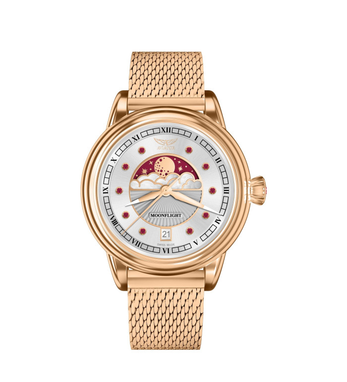 АVIATOR DOUGLAS MOONFLIGH GEMSTONE EDITION RUBY 36MM V.1.33.2.420.5