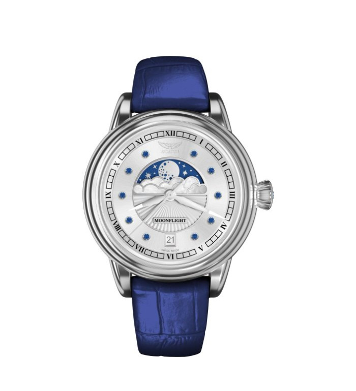 АVIATOR DOUGLAS MOONFLIGHT GEMSTONE EDITION BLUE SAPHIRE 36MM V.1.33.0.359.4