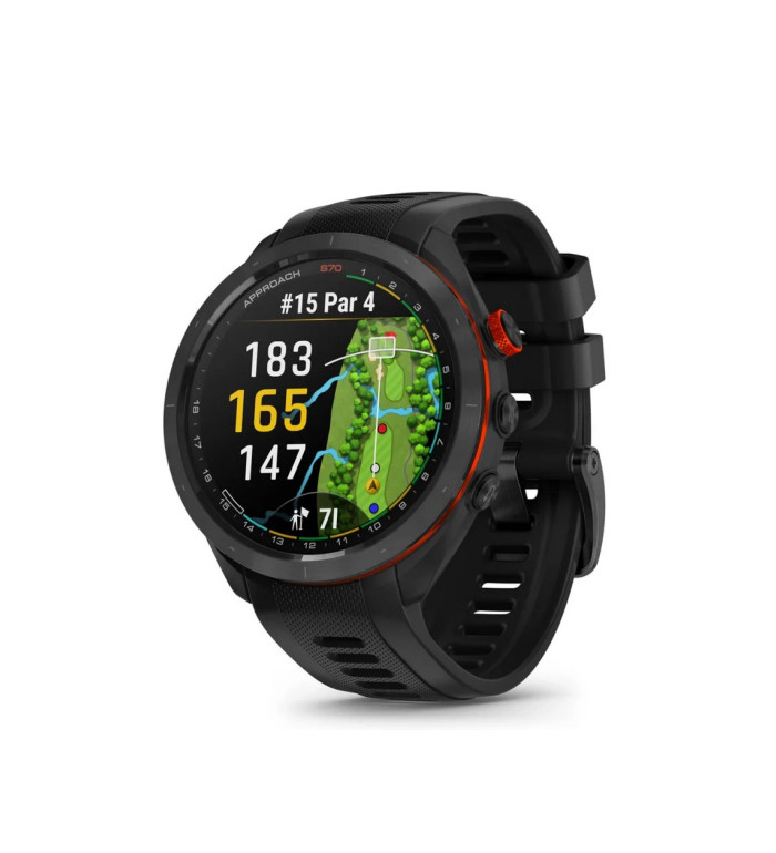 Garmin Approach® S70 - черен керамичен безел с черна силиконова каишка