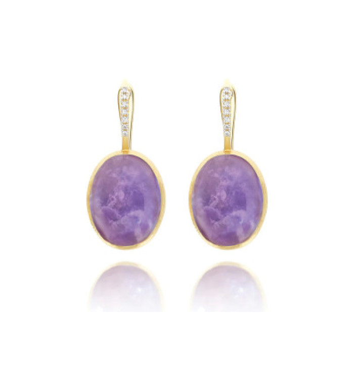 Nanis Boules Violetta Cilengine Large обеци лепифолит, седеф, планински кристал и димаманти OS10-609
