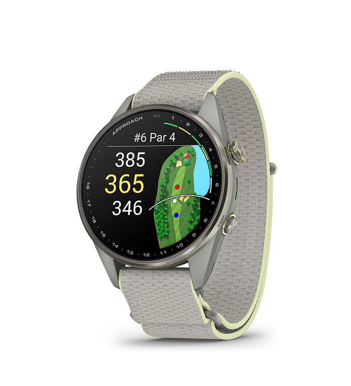 Garmin Approach S72 Silver/Citron Titanium Bezel с Fog Grey/Citron ComfortFit Fabric каишка 010-04148-04