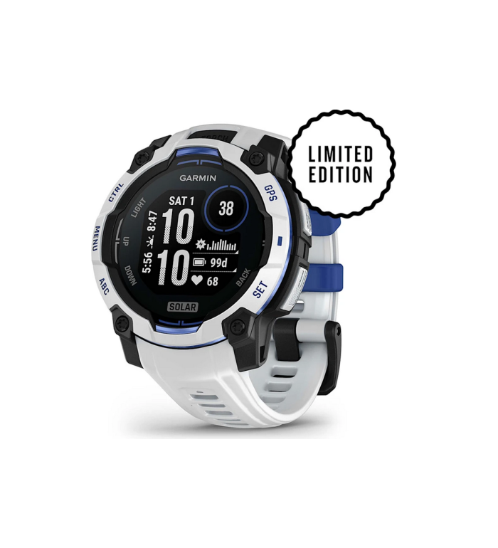GARMIN INSTINCT 3 SOLAR WHITESTONE С BOLT BLUE LIMITED EDITION 45MM 010-02934-03