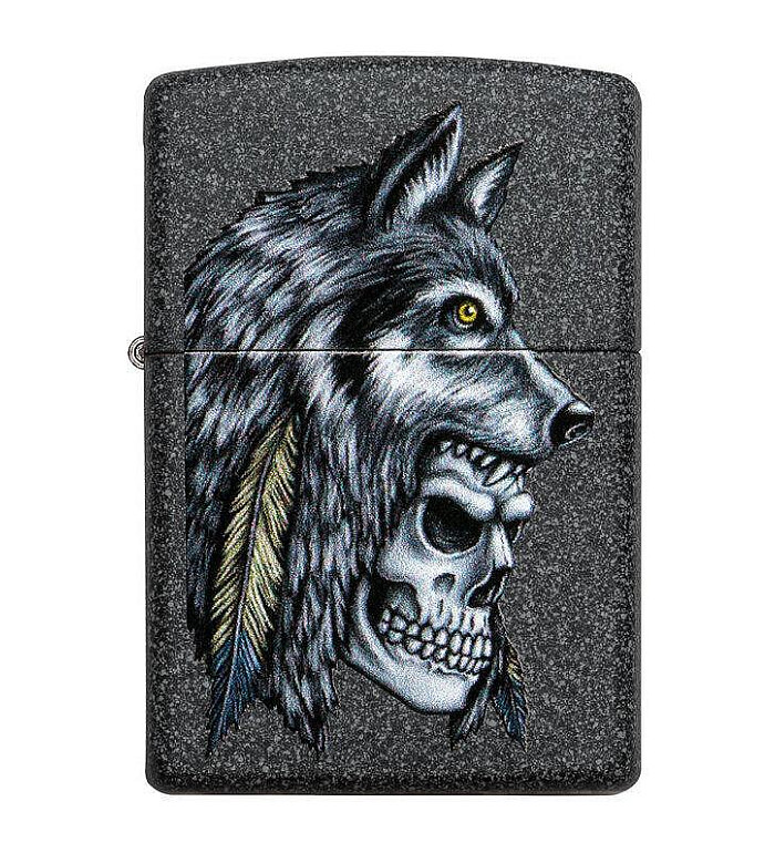 Zippo Wolf Skull Feather Design запалка